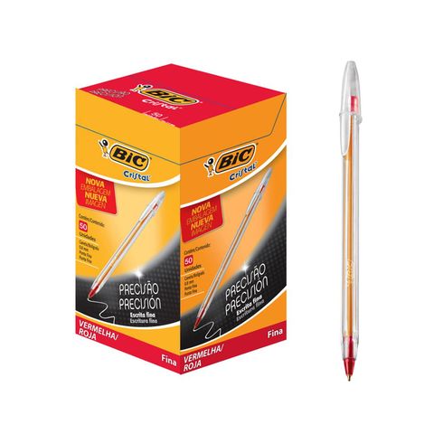 BOLIGRAFO CRISTAL TRAZO FINO 0.8MM BLK ROJO