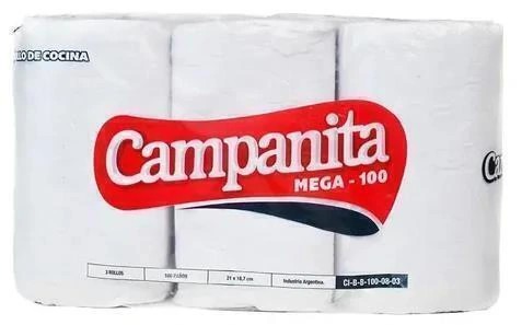 ROLLO DE COCINA CAMPANITA 8 X 3 X 100PAÑOS (Unidad)